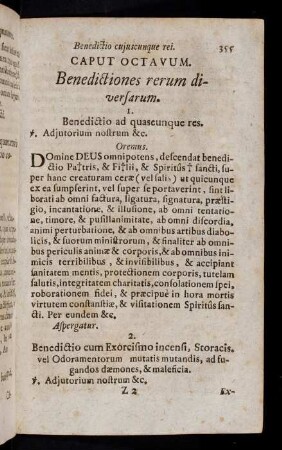 355-367, Caput Octavum. Benedictiones rerum diversarum.
