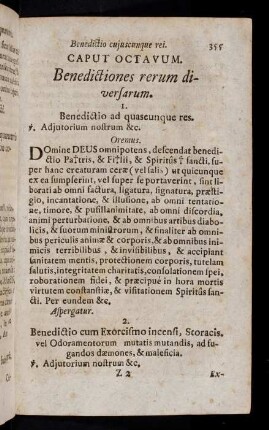 355-367, Caput Octavum. Benedictiones rerum diversarum.