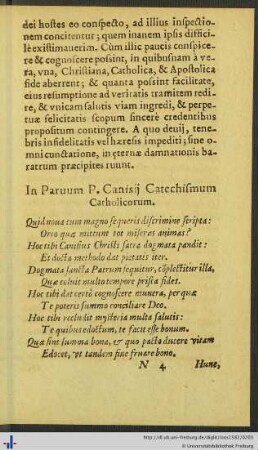 In Paruum P. Canisii Catechismum Catholicorum