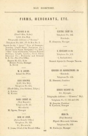 Firms, merchants, etc.