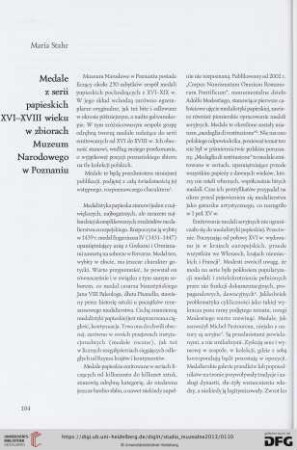 20: Medale z serii papieskich XVI-XVIII wieku w zbiorach Muzeum Narodowego w Poznaniu