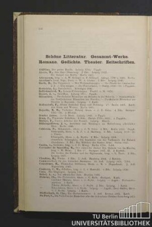 Schöne Litteratur. Gesammt-Werke. Romane. Gedichte. Theater. Zeitschriften