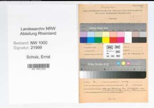 Entnazifizierung Ernst Scholz, geb. 11.10.1914 (Kaufm.Angest.)
