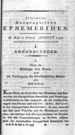 Über die Erdenge von Suez und die Vereinigung des Mittelländischen Meeres mit dem Rothen