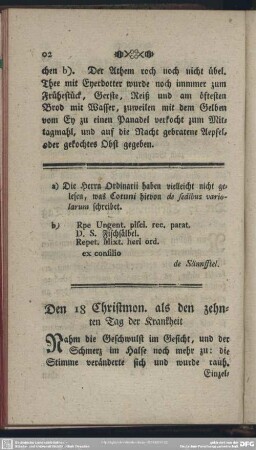 Den 18 Christmon. als den zehnten Tag der Krankheit