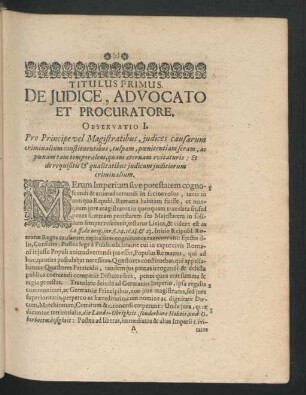 Titulus Primus. De Iudice, advocato Et Procuratore.
