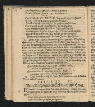 Titulus VII. Vom Bischofflichen Schmuck und Habit.