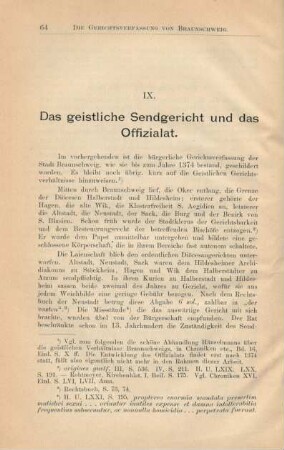 IX. Das geistliche Sendgericht und das Offizialat.