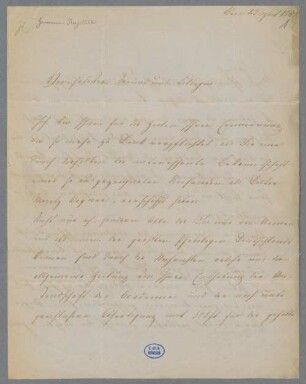 Friedrich von Thiersch (1784-1860), Nachlass: Brief von Joseph von Hammer-Purgstall an Friedrich Wilhelm Thiersch - BSB Thierschiana I.87. Hammer-Purgstall, Joseph von