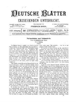 Volksschäden und Volksschule : eine schulpädagogische Skizze ; (Schluss)