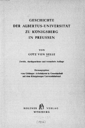 Geschichte der Albertus-Universität zu Königsberg in Preussen