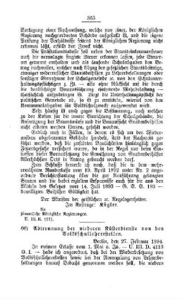 Abtrennung der niederen Küsterdienste von den Volksschullehrerstellen : [F. Oeffentliches Volksschulwesen]