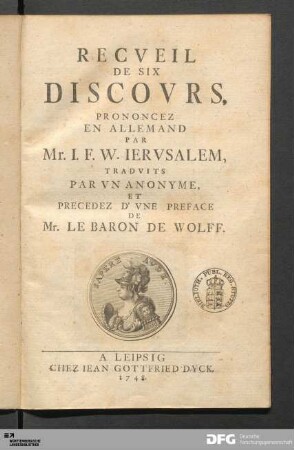 Recveil De Six Discovrs