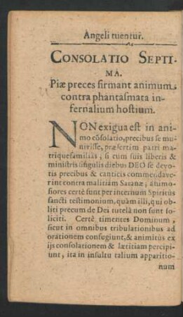 Consolatio Septima. Piae preces firmant animum contra phantasamata infernalium hostium.