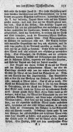 Unmaßgebliches Gutachten über die von Herrn D.J.F. Teller herausgegebene Abhandlung von der wahren Güte der Schauspiele.