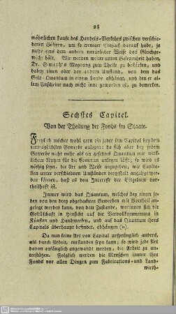 Sechstes Capitel. Von der Theilung der Fonds im Staate