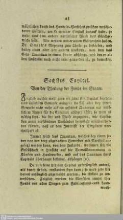 Sechstes Capitel. Von der Theilung der Fonds im Staate