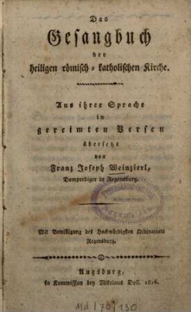 Das Gesangbuch der heiligen römisch-katholischen Kirche