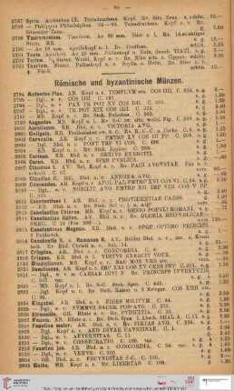Römische und byzabtinische Münzen (Nr. 2794 - 2917)