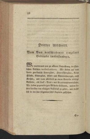 Dritter Abschnitt. Vom Bau verschiedener einzelner Gebäude insbesondere.
