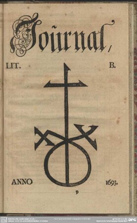 Journal Lit. B. Anno 1693