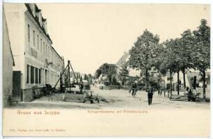 Luppa, Straßenansicht : Luppa. Kriegerdenkmal mit Friedenseiche