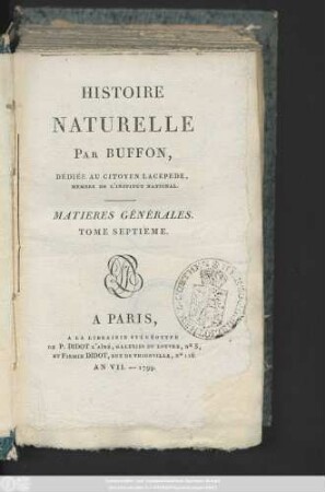 [1], T. 7: Histoire Naturelle