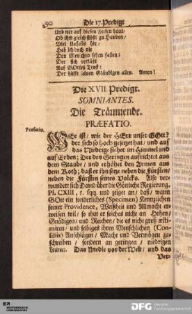 Die XVII. Predigt. Somniantes. Die Träumende