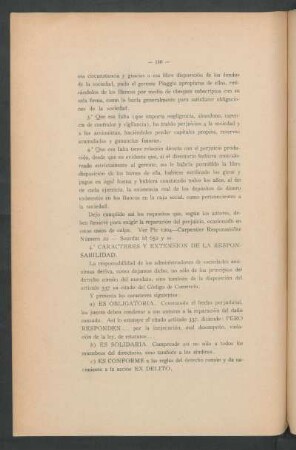 Caracteres y extensión de la responsabilidad