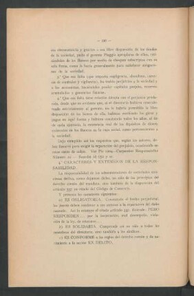 Caracteres y extensión de la responsabilidad