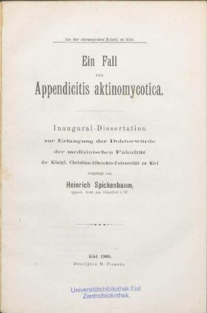 Ein Fall von Appendicitis aktinomycotica
