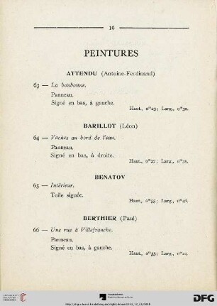 Peintures (Nr. 63-150)