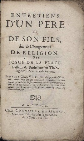 Entretiens d´un père et son fils, sur le changement de religion