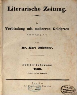 Literarische Zeitung. 3. 1836