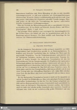 XV. Ökologische Tieraufnahmen
