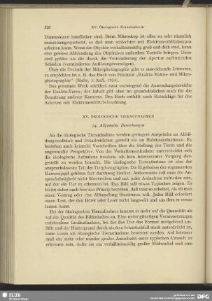 XV. Ökologische Tieraufnahmen