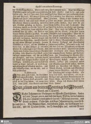 [Evangelium und Epistel am dritten Sonntage deß Advents]