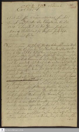 Auszug eines Briefes von Christian Feustel an Heinrich Schubert.