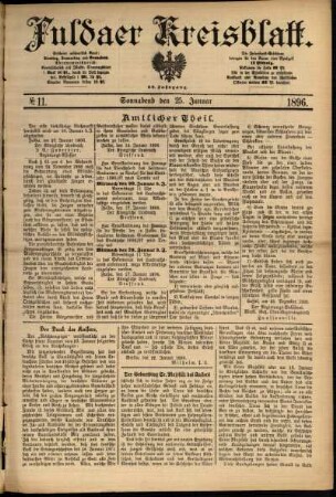 Erste Ausgabe vom Samstag, den 25. Januar 1896.