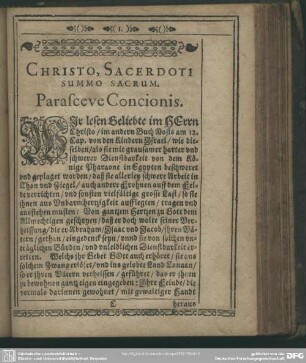 Predigt : Parasceve Concionis, [Text], Propositio, Conclusio