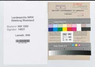 Entnazifizierung Willi Lameth, geb. 21.10.1897 (Arbeiter)