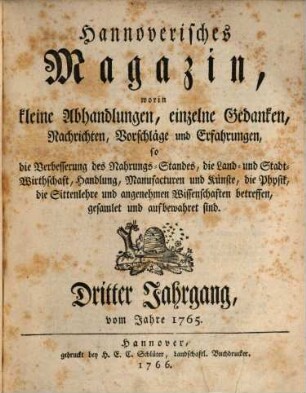 Hannoverisches Magazin, 3. 1765