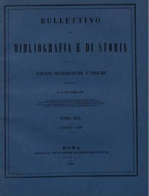 Tomo XIX. Gennaio 1886.