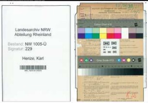 Entnazifizierung Karl Henze , geb. 09.09.1890 (Regierungsinspektor)