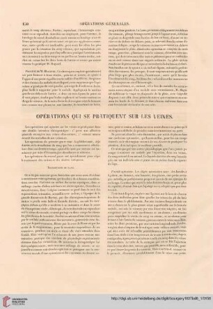 Opérations qui se pratiquent sur les veines