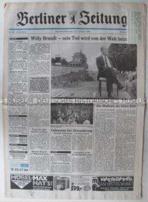 "Berliner Zeitung" zum Tod von Willy Brandt