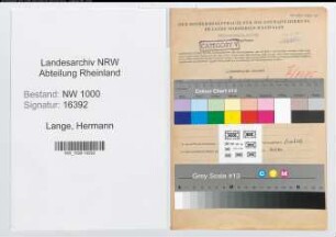 Entnazifizierung Hermann Lange, geb. 20.07.1893 (Reisender)