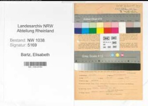 Entnazifizierung Elisabeth Bartz , geb. 03.04.1898 (Postbeamtin)