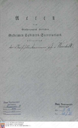 Wambold [v. Umstadt], Philipp Hugo Freiherr v., Obersilberkämmerer in Darmstadt