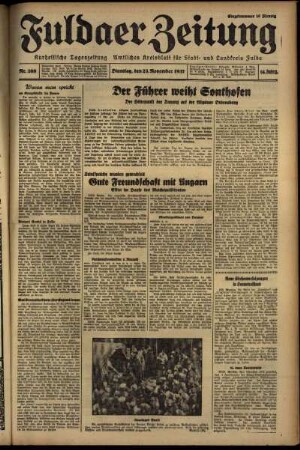Erste Ausgabe vom Dienstag, den 23. November 1937.